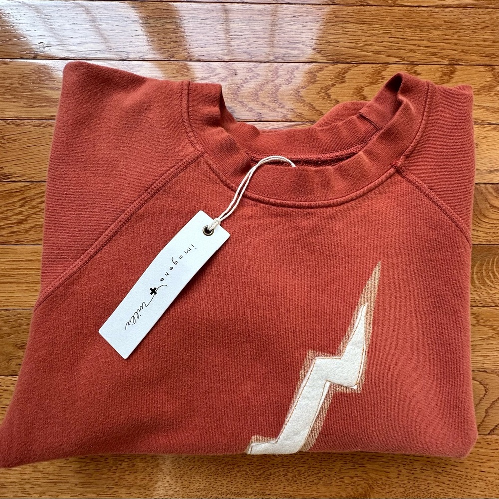 imogene + willie women’s Burnt Orange short sleeve bolt sweatshirt large NWT - Picture 3 of 10